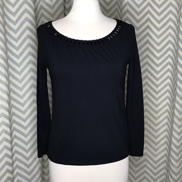Talbots Tops - Talbots Petites beaded neckline tee black SP